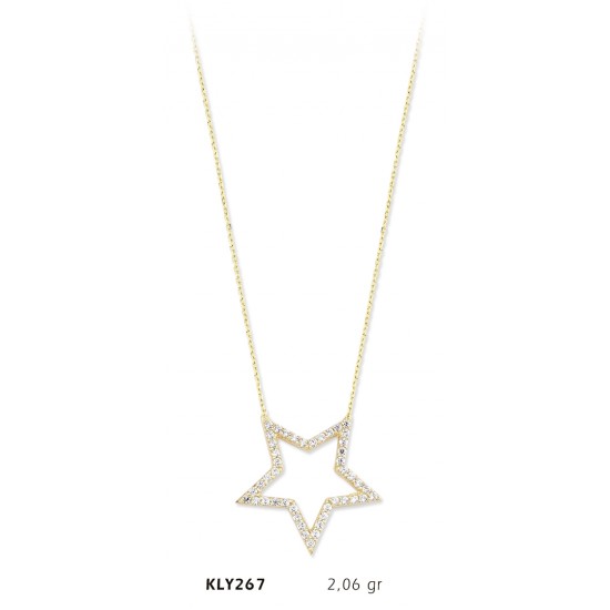 14 Ayar Altın Yıldız Kolye KLY267