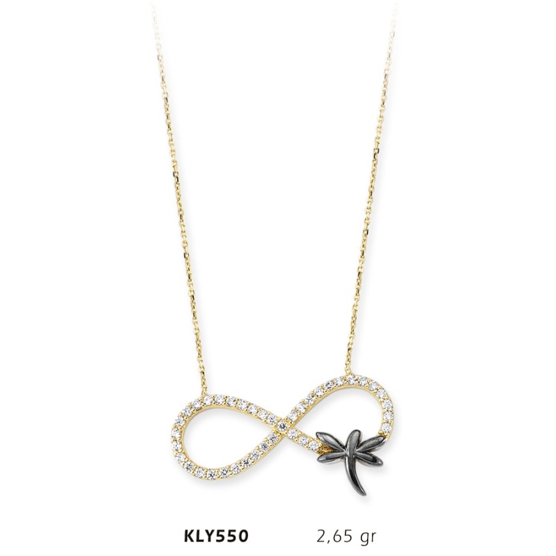 14 Ayar Altın Yusufçuk Sonsuzluk Kolye KLY550 14 Ayar Altın Yusufçuk Sonsuzluk Kolye KLY550