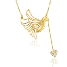 14 Ayar Altın Tavuz Kuşu Kolye RMK27