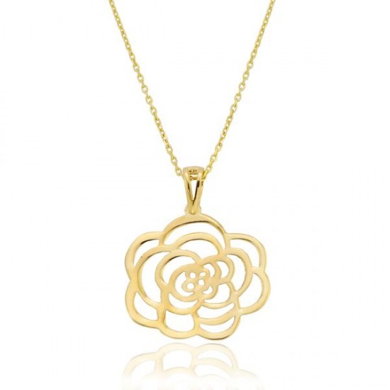 14 Ayar Altın Fantezi Gül Kolye RMK10