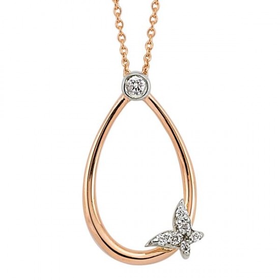 18 Ayar Altın Pırlanta Damla Kelebek Kolye K472312