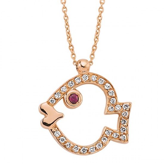 18 Ayar Altın Pırlanta Balık Kolye 47220-3