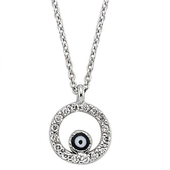 18 Ayar Altın Pırlanta Daire Nazarlı Kolye K48562-3