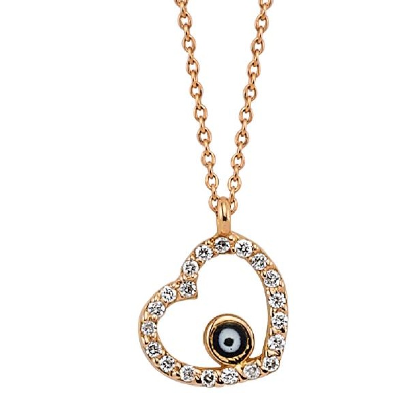 18 Ayar Altın Pırlanta Nazar Kalp Kolye K47227-3 18 Ayar Altın Pırlanta Nazar Kalp Kolye K47227-3