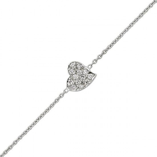 18 Ayar Altın Pırlanta Kalp Bileklik 48547-6