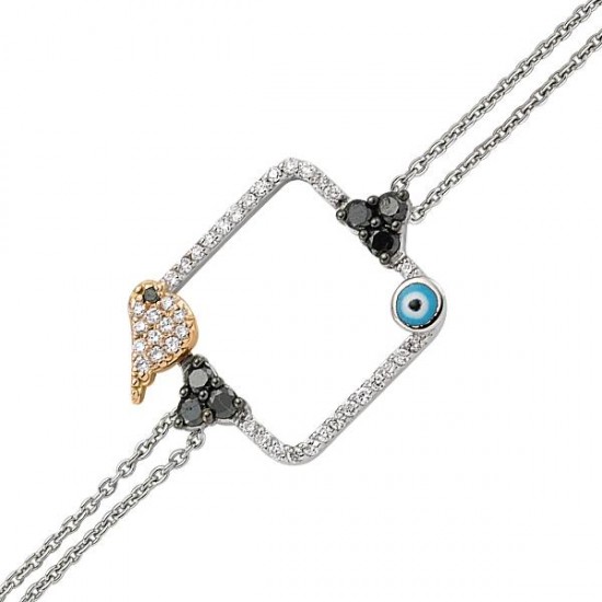 18 Ayar Altın Pırlanta Nazar Kuş Bileklik 48548-6