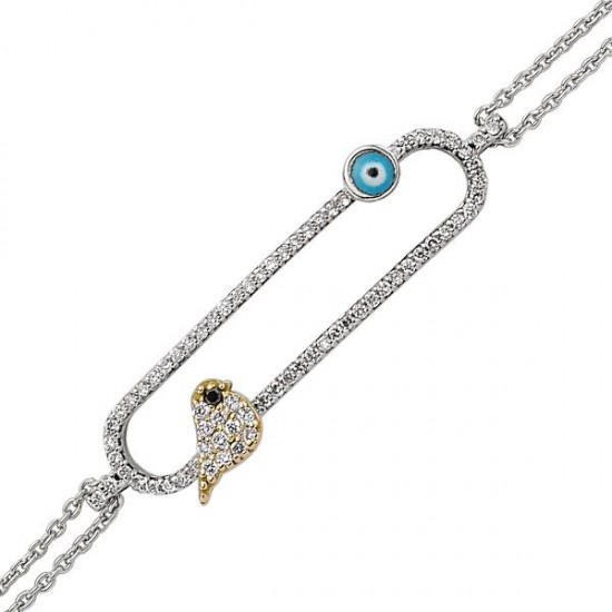 18 Ayar Altın Pırlanta Nazar Kuş Bileklik 48551