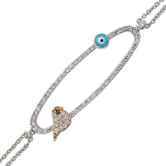 18 Ayar Altın Pırlanta Nazar Kuş Bileklik 48547-2