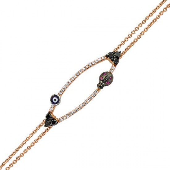 18 Ayar Altın Pırlanta Nazar Boncuklu Bileklik 47233-4