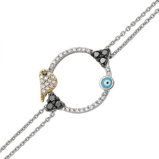 18 Ayar Altın Pırlanta Nazar Kuş Bileklik 48552-4