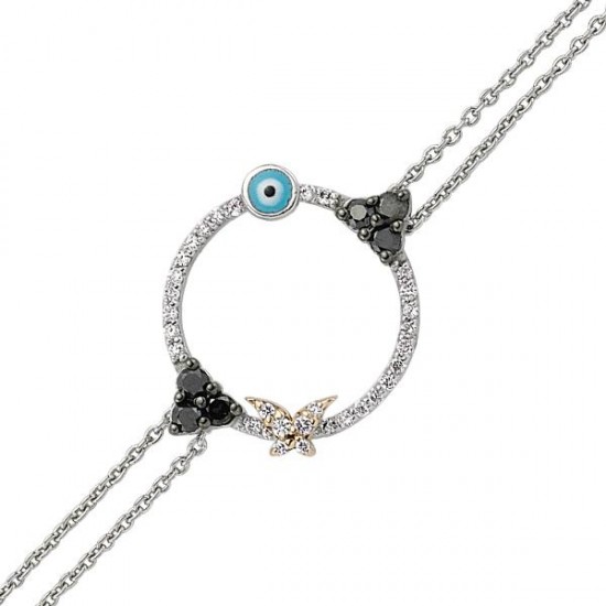 18 Ayar Altın Pırlanta Nazar Kelebek Bileklik 48552-6