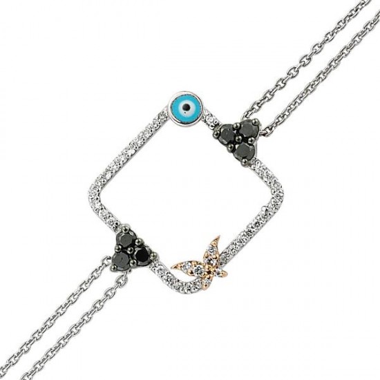 18 Ayar Altın Pırlanta Nazar Kelebek Bileklik RMB101