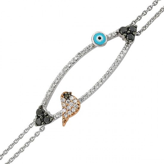 18 Ayar Altın Pırlanta Nazar Kuş Bileklik RMB103