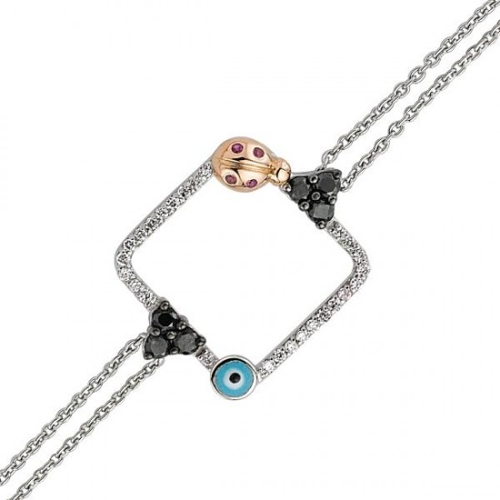 18 Ayar Altın Pırlanta Nazar Uğur Böceği Bileklik 48547