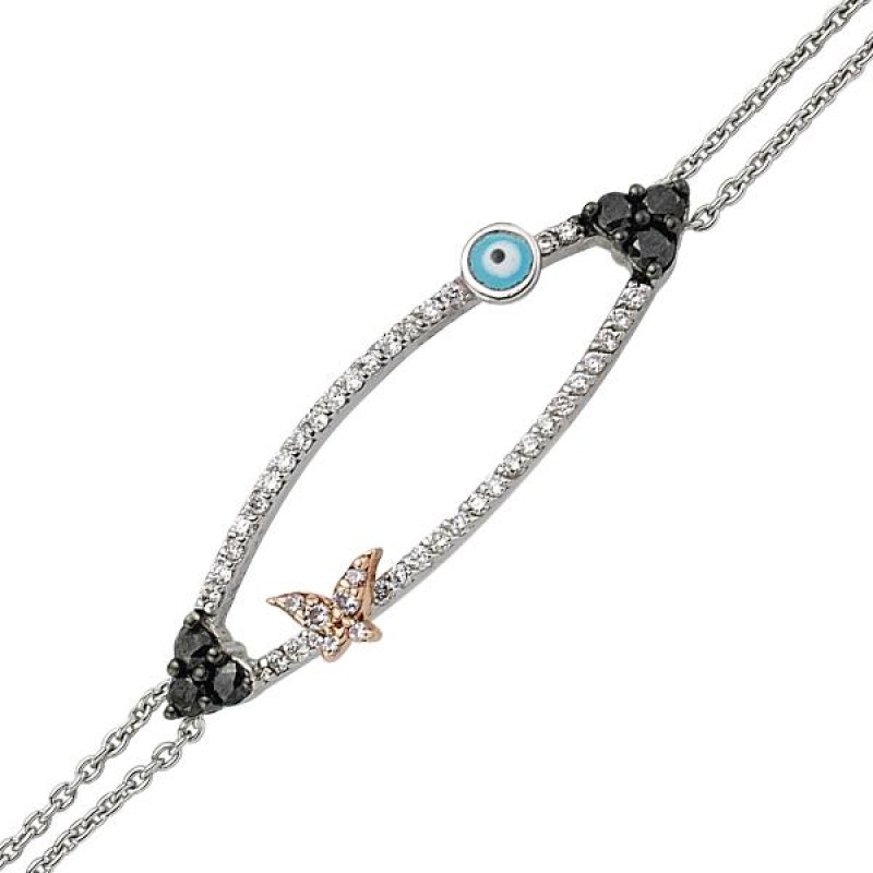 18 Ayar Altın Pırlanta Nazar Kelebek Bileklik 48548-2 18 Ayar Altın Pırlanta Nazar Kelebek Bileklik 48548-2