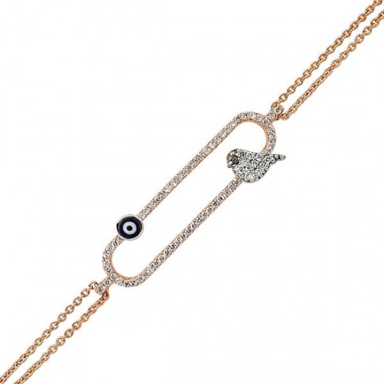 18 Ayar Altın Pırlanta Nazar Kuş Bileklik 47233-3