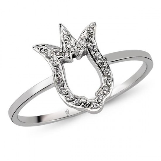 18 Ayar Altın Pırlanta Lale Yüzük 48573