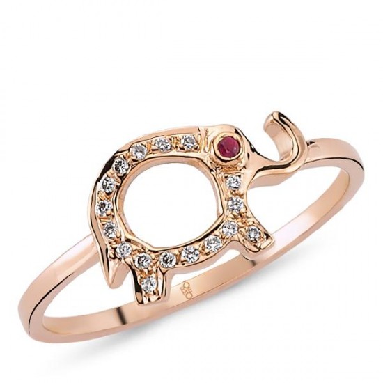 18 Ayar Altın Pırlanta Fil Yüzük 47186