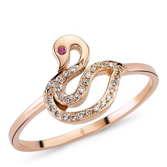 18 Ayar Altın Pırlanta Kuğu Yüzük 47197