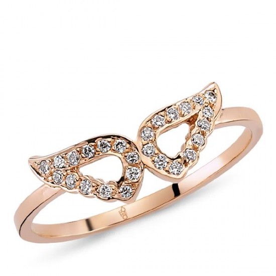 18 Ayar Altın Pırlanta Kanatlı Yüzük 47191