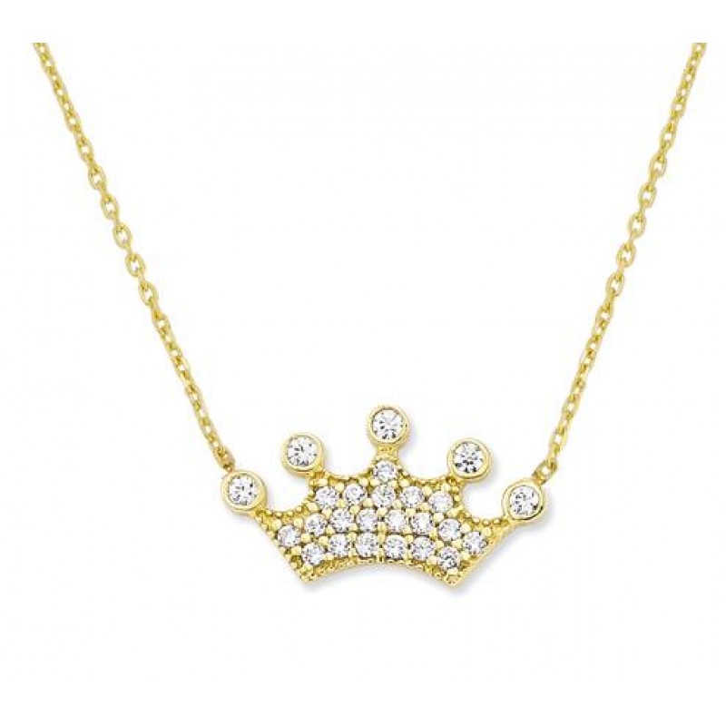 14 Ayar Altın Kral Taç Kolye KLY245 14 Ayar Altın Kral Taç Kolye KLY245
