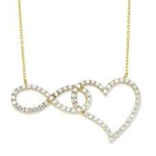 14 Ayar Altın Sonsuzluk Kalp Kolye KLY406