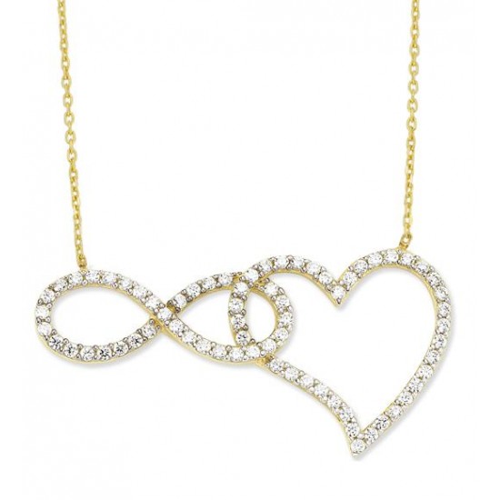 14 Ayar Altın Sonsuzluk Kalp Kolye KLY406