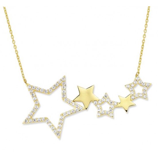 14 Ayar Altın Samanyolu Yıldız Kolye KLY423