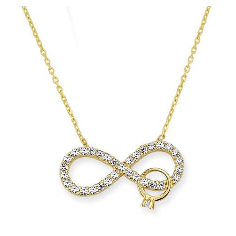 14 Ayar Altın Fantezi Sonsuzluk Kolye KLY579