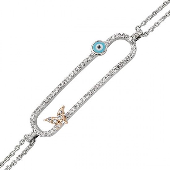 18 Ayar Altın Pırlanta Nazar Boncuklu Bileklik 48551-6