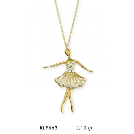 14 Ayar Altın Balerin Kız Kolye KLY663 14 Ayar Altın Balerin Kız Kolye KLY663