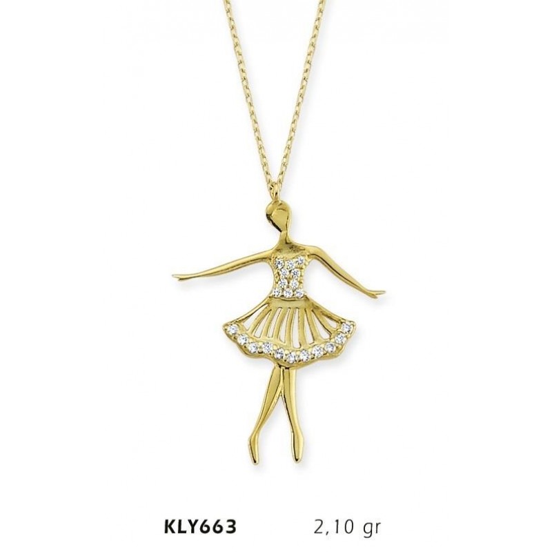 14 Ayar Altın Balerin Kız Kolye KLY663