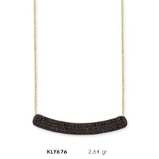 14 Ayar Altın Siyah Sırataş Kolye KLY676