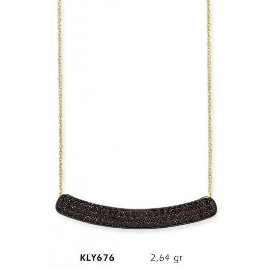 14 Ayar Altın Siyah Sırataş Kolye KLY676