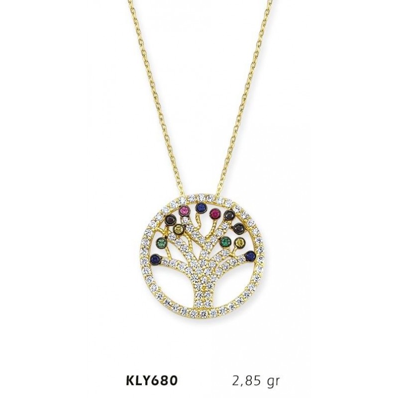 14 Ayar Altın Hayat Ağacı Kolye KLY680