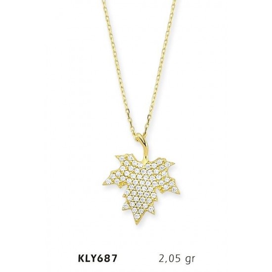 14 Ayar Altın Çınar Yaprağı Kolye KLY687 14 Ayar Altın Çınar Yaprağı Kolye KLY687