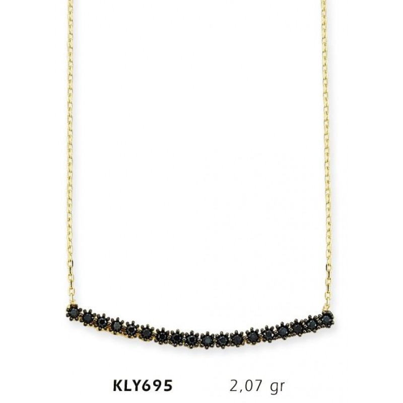 14 Ayar Altın Siyah Sırataş Kolye KLY695