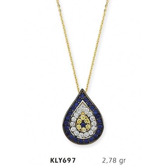 14 Ayar Altın Damla Nazar Boncuğu Kolye KLY697 14 Ayar Altın Damla Nazar Boncuğu Kolye KLY697