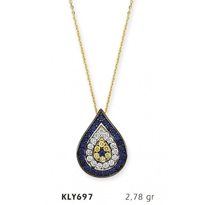 14 Ayar Altın Damla Nazar Boncuğu Kolye KLY697 14 Ayar Altın Damla Nazar Boncuğu Kolye KLY697
