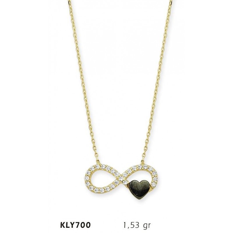 14 Ayar Altın Kalpli Sonsuzluk Kolye KLY700 14 Ayar Altın Kalpli Sonsuzluk Kolye KLY700