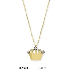 14 Ayar Altın Kral Tacı Kolye KLY701