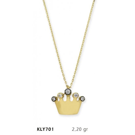 14 Ayar Altın Kral Tacı Kolye KLY701