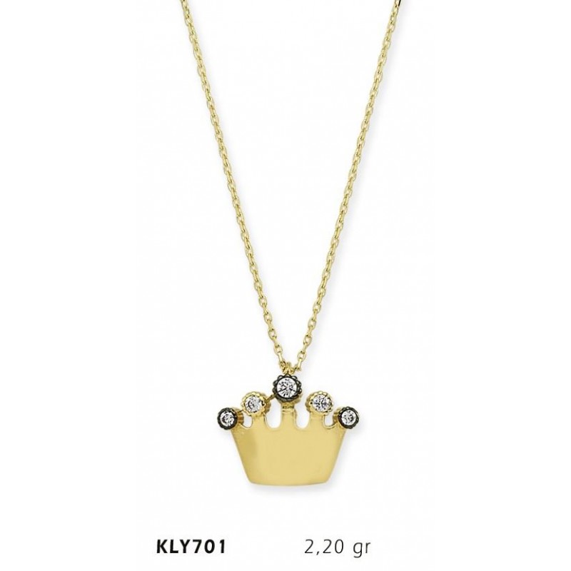 14 Ayar Altın Kral Tacı Kolye KLY701 14 Ayar Altın Kral Tacı Kolye KLY701