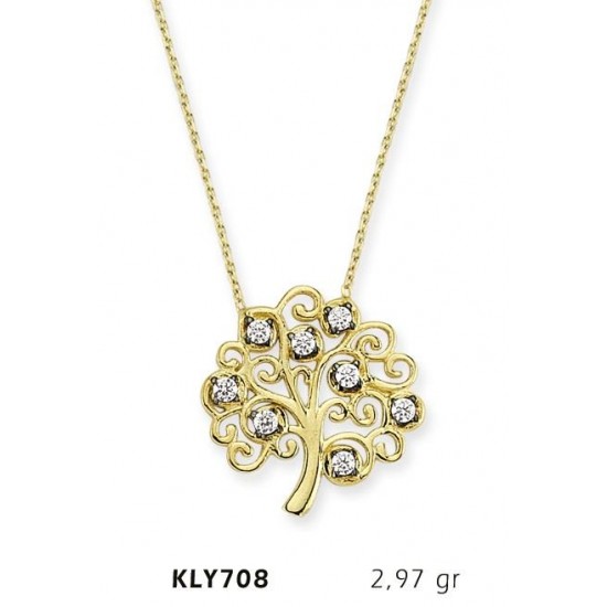 14 Ayar Altın Hayat Ağacı Kolye KLY708