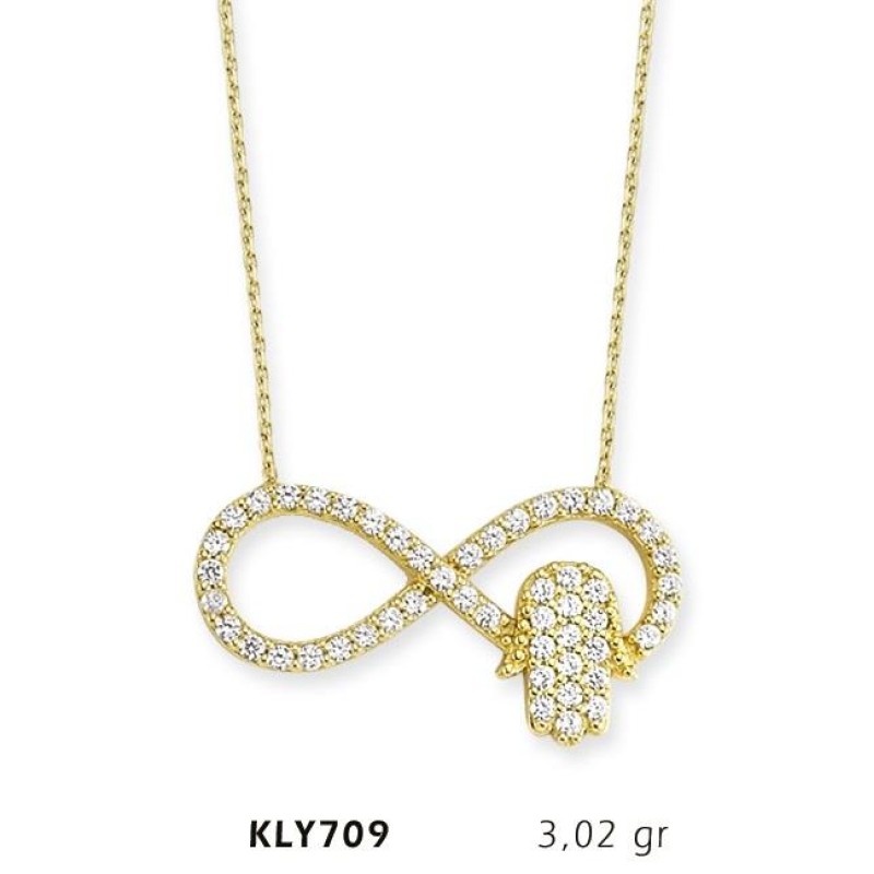 14 Ayar Altın Fatma Eli Sonsuzluk Kolye KLY709 14 Ayar Altın Fatma Eli Sonsuzluk Kolye KLY709