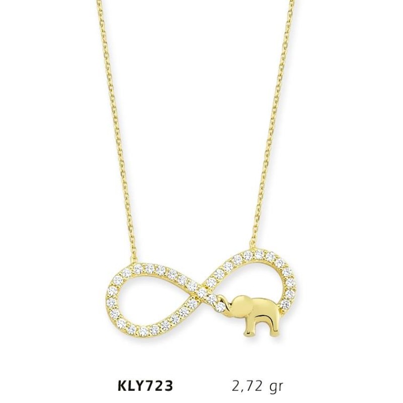 14 Ayar Altın Fil Sonsuzluk Kolye KLY723 14 Ayar Altın Fil Sonsuzluk Kolye KLY723