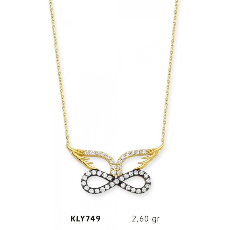 14 Ayar Altın Melek Kanadı Sonsuzluk Kolye KLY749