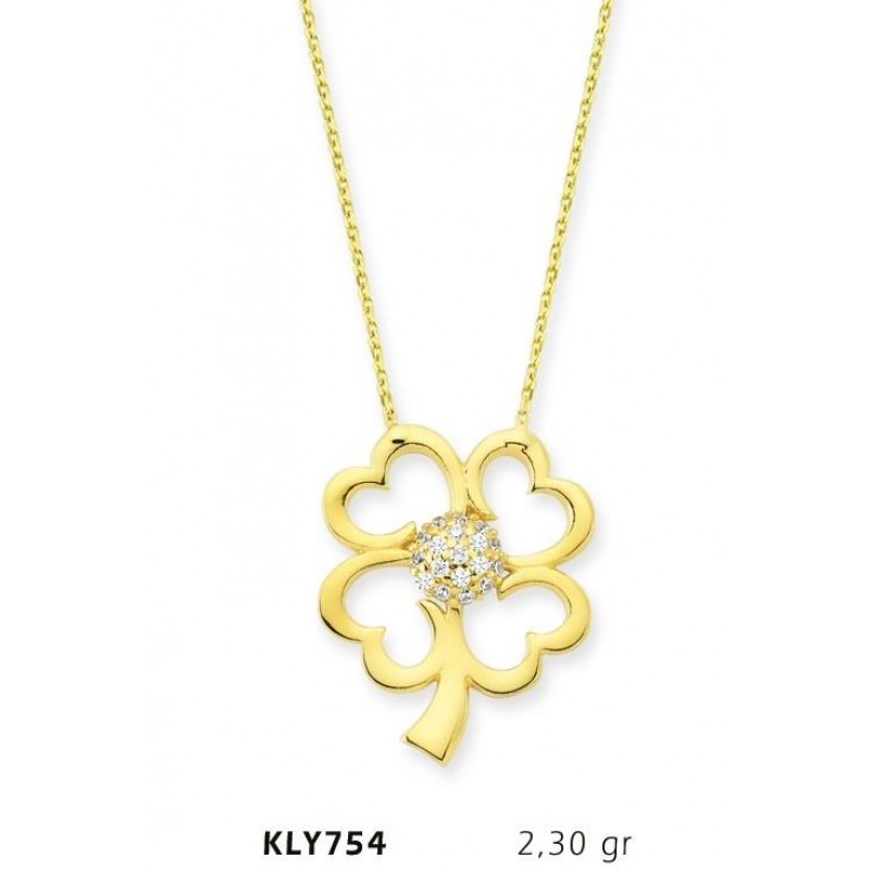 14 Ayar Altın Yonca Kolye KLY754 14 Ayar Altın Yonca Kolye KLY754