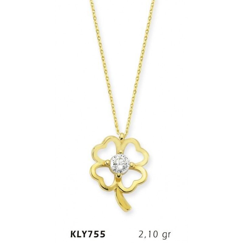 14 Ayar Altın Yonca Kolye KLY755 14 Ayar Altın Yonca Kolye KLY755