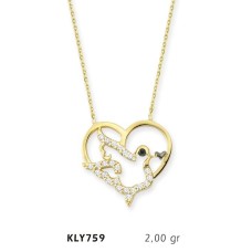 14 Ayar Altın Kalp Kuşu Kolyesi KLY759